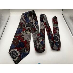 Christian Dior Monsieur Necktie Burgundy Floral Paisley Silk Blend Made in USA